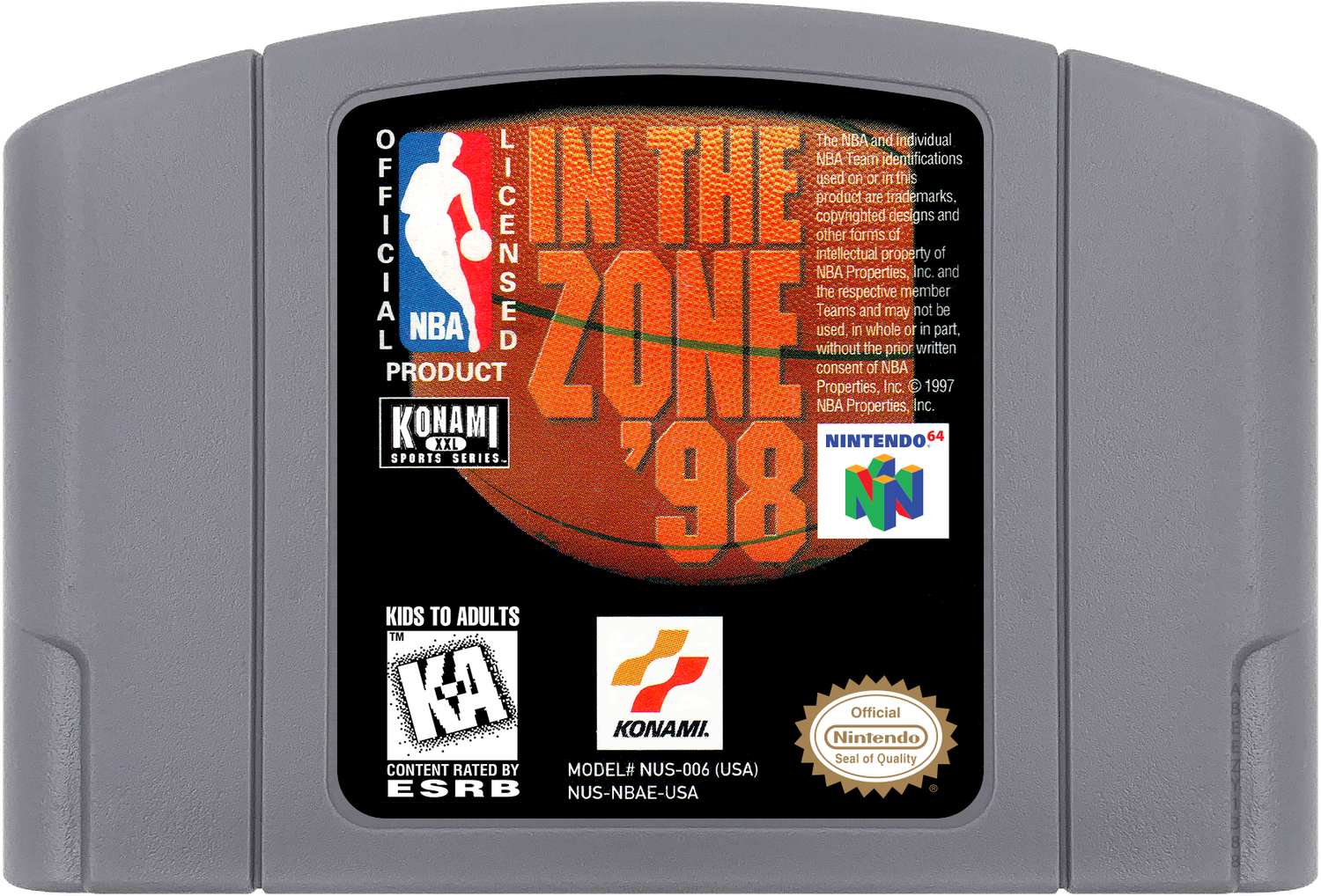NBA in the Zone '98 Cartridge Label