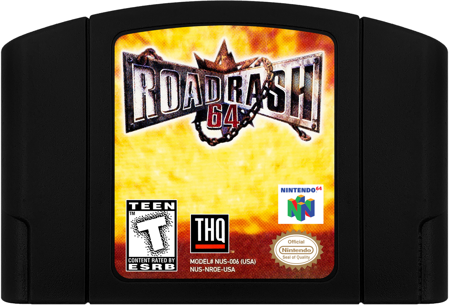 Road Rash 64 Cartridge Label