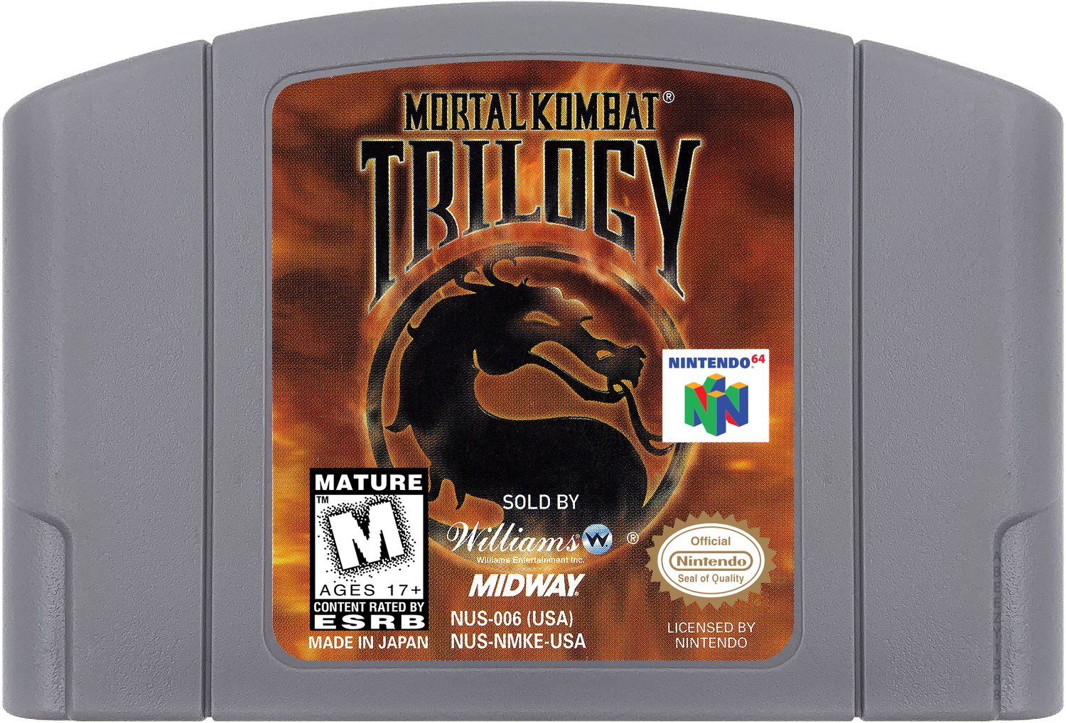 Mortal Kombat Trilogy Cartridge Label
