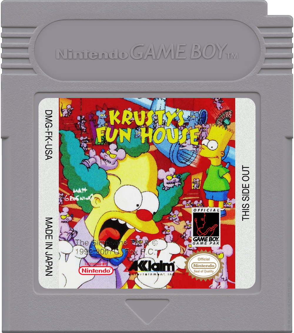 Krusty's Fun House Cartridge Label