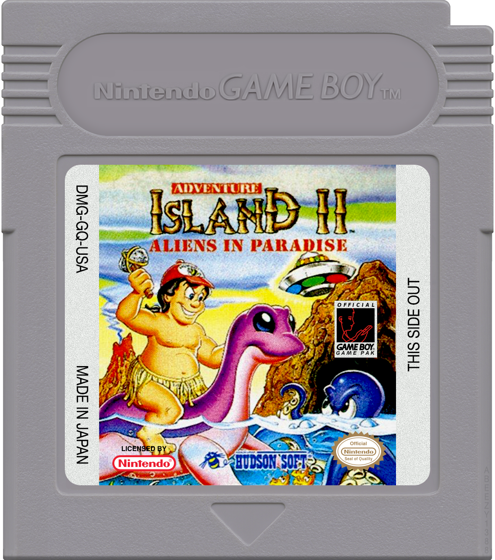 Adventure Island II - Aliens in Paradise Cartridge Label