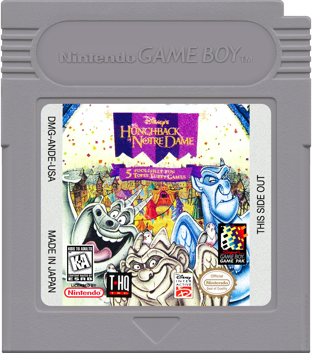 Hunchback of Notre Dame, The - 5 Foolishly Fun Topsy Turvy Games Cartridge Label