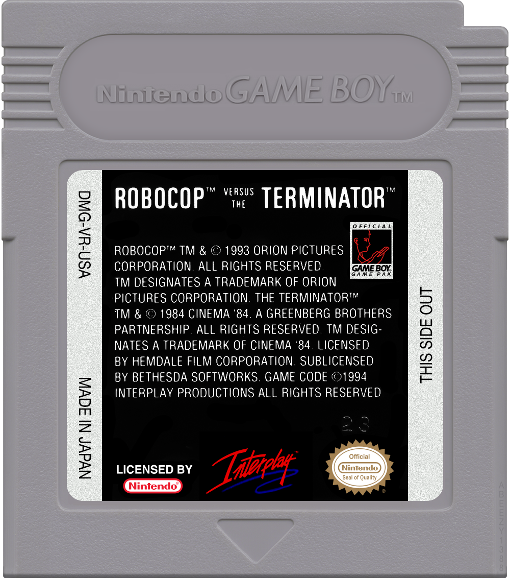 RoboCop versus The Terminator Cartridge Label