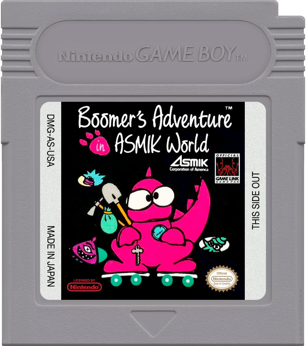 Boomer's Adventure in ASMIK World Cartridge Label