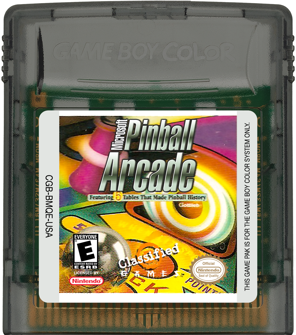 Microsoft Pinball Arcade Cartridge Label