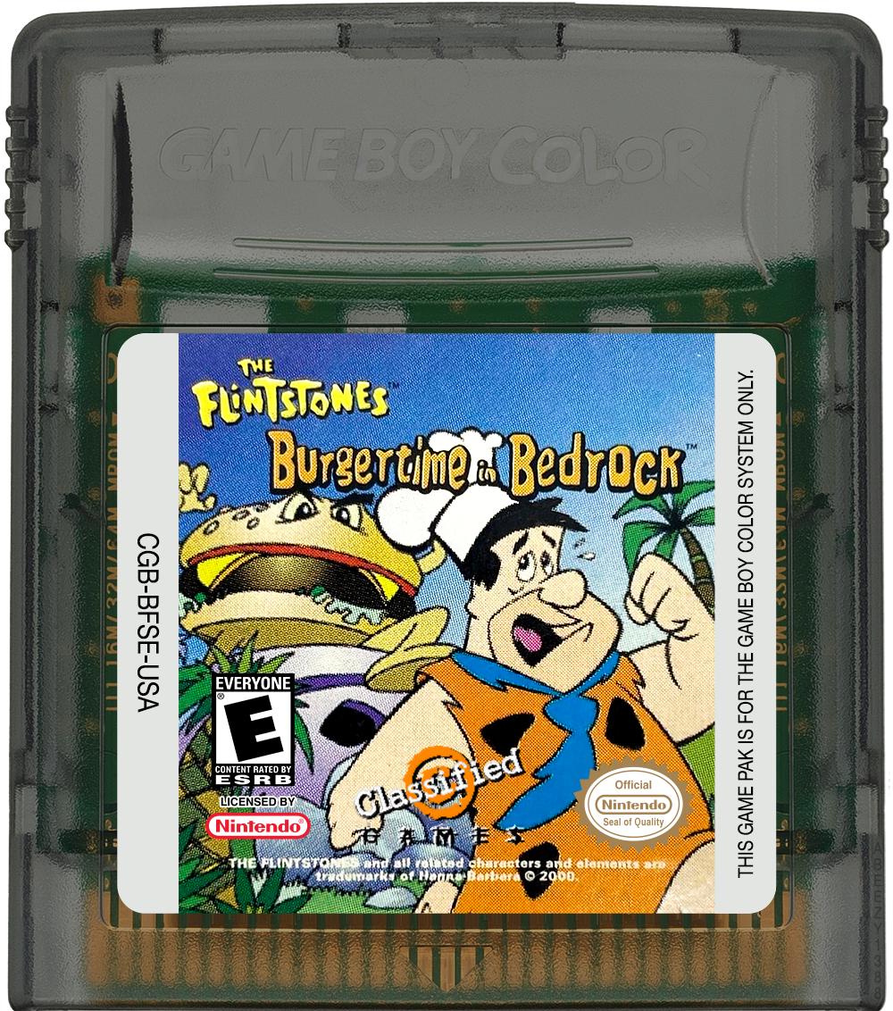 Flintstones, The - Burgertime in Bedrock Cartridge Label