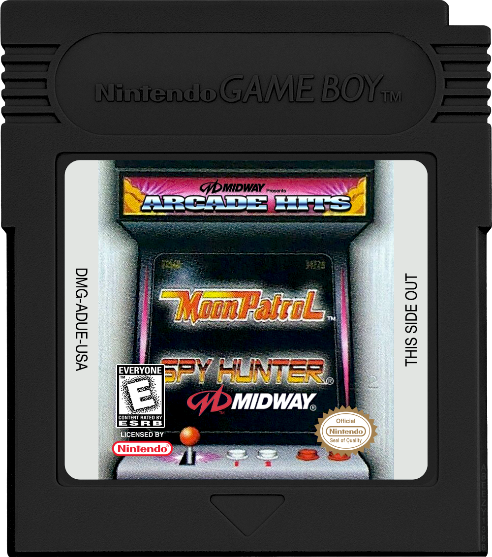 Midway presents Arcade Hits - Moon Patrol &amp; Spy Hunter.png Cartridge Label