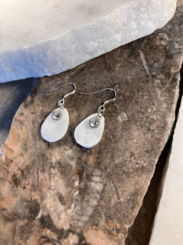 boucles d'oreilles marbre blanc