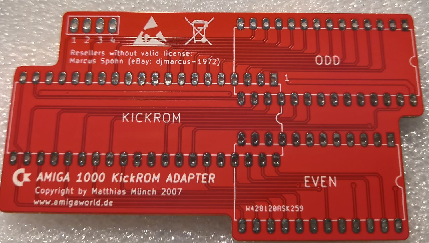Płytka PCB adaptera Amiga 1000 KickROM