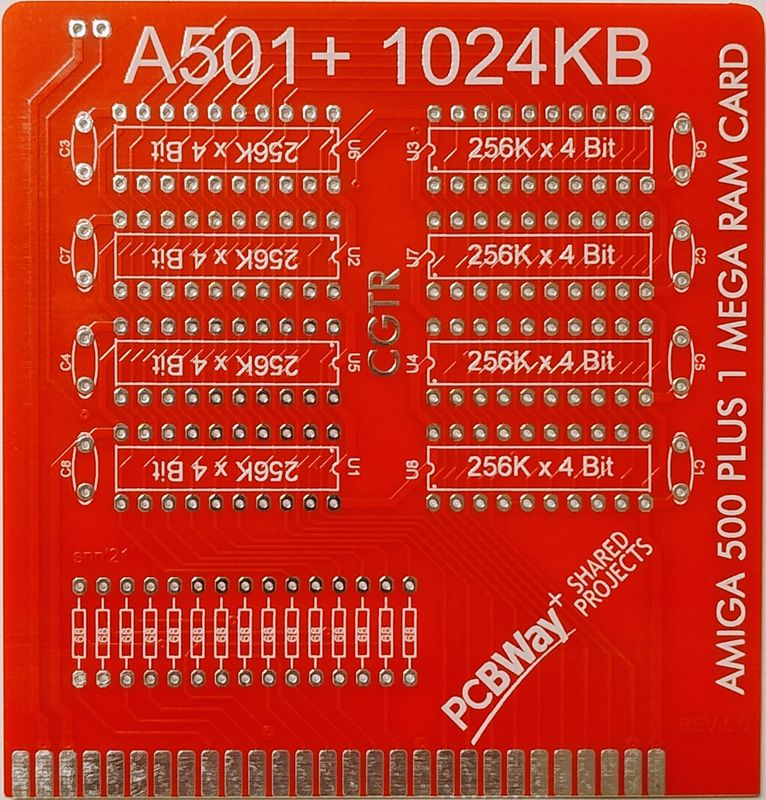 Płytka PCB rozszerzenia pamięci o dodatkowy 1Mb RAM, Amiga 500 plus