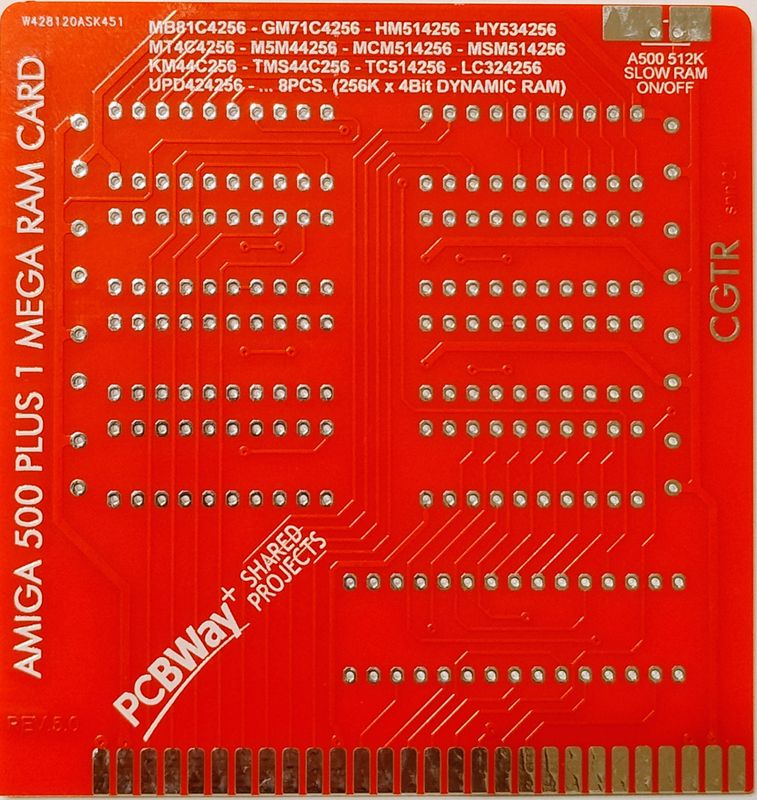 Memory Expansion PCB with Additional 1MB RAM, Amiga 500 Plus