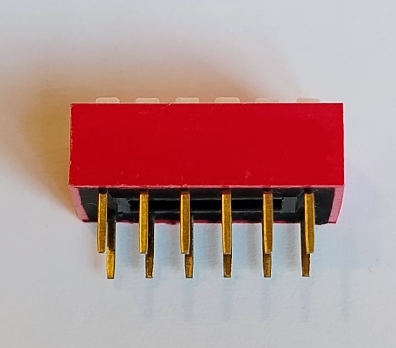 6-position DIP switch, for printing, red