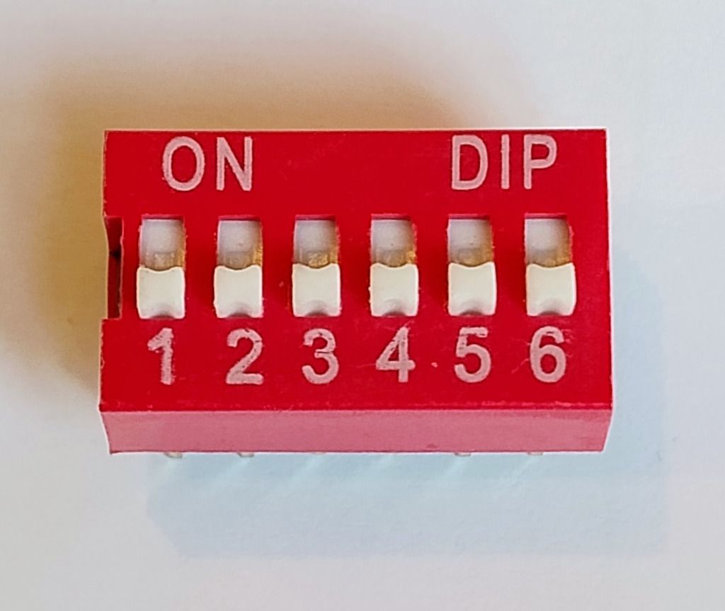 DIP switch 6 pozycyjny, do druku, czerwony