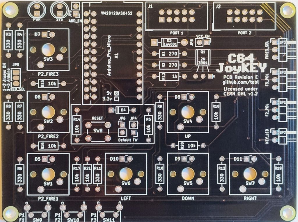 Płytka PCB do unikalnego joysticka, który można zastosować m.in. w Commodore, ZX Spectrum czy Atari