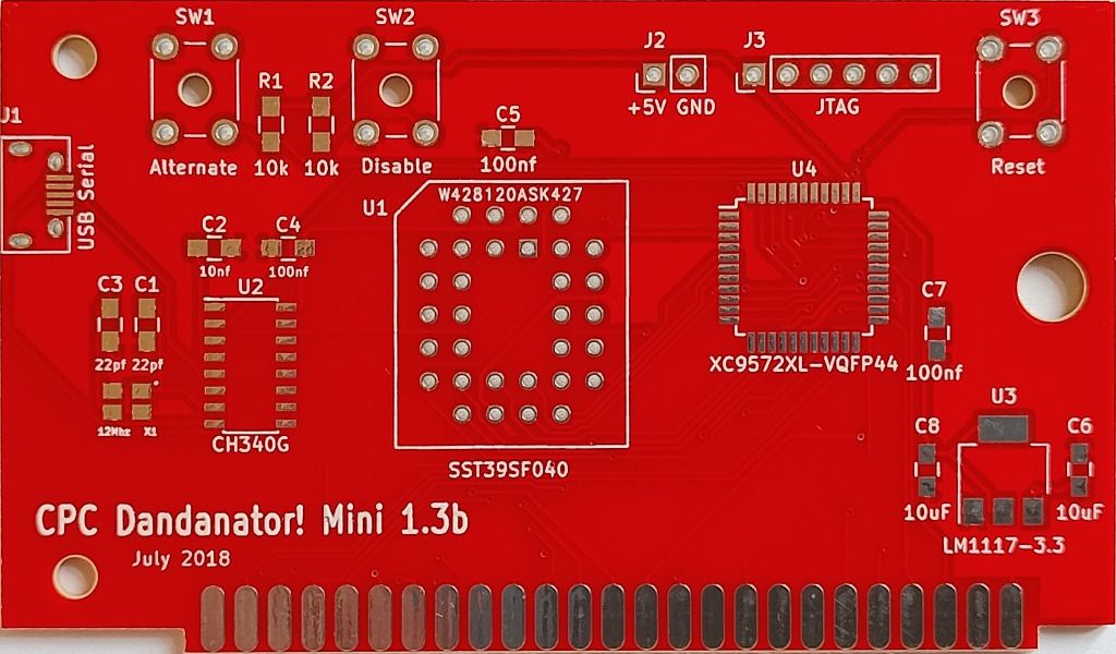 Płytka PCB Dandanator Mini CPC Amstrad/Schneider, v1.3b