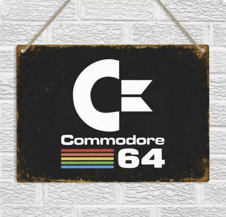 Obraz na blaszce metalowej, retro, Commodore 64, 20 x 30 cm