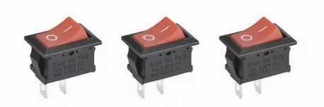 Wyłącznik ON/OFF prostokątny, czerwony, 250V AC, 6A