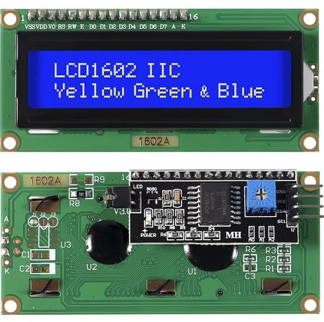 Wyświetlacz alfanumeryczny LCD 1602 + interfejs I2C, niebieski