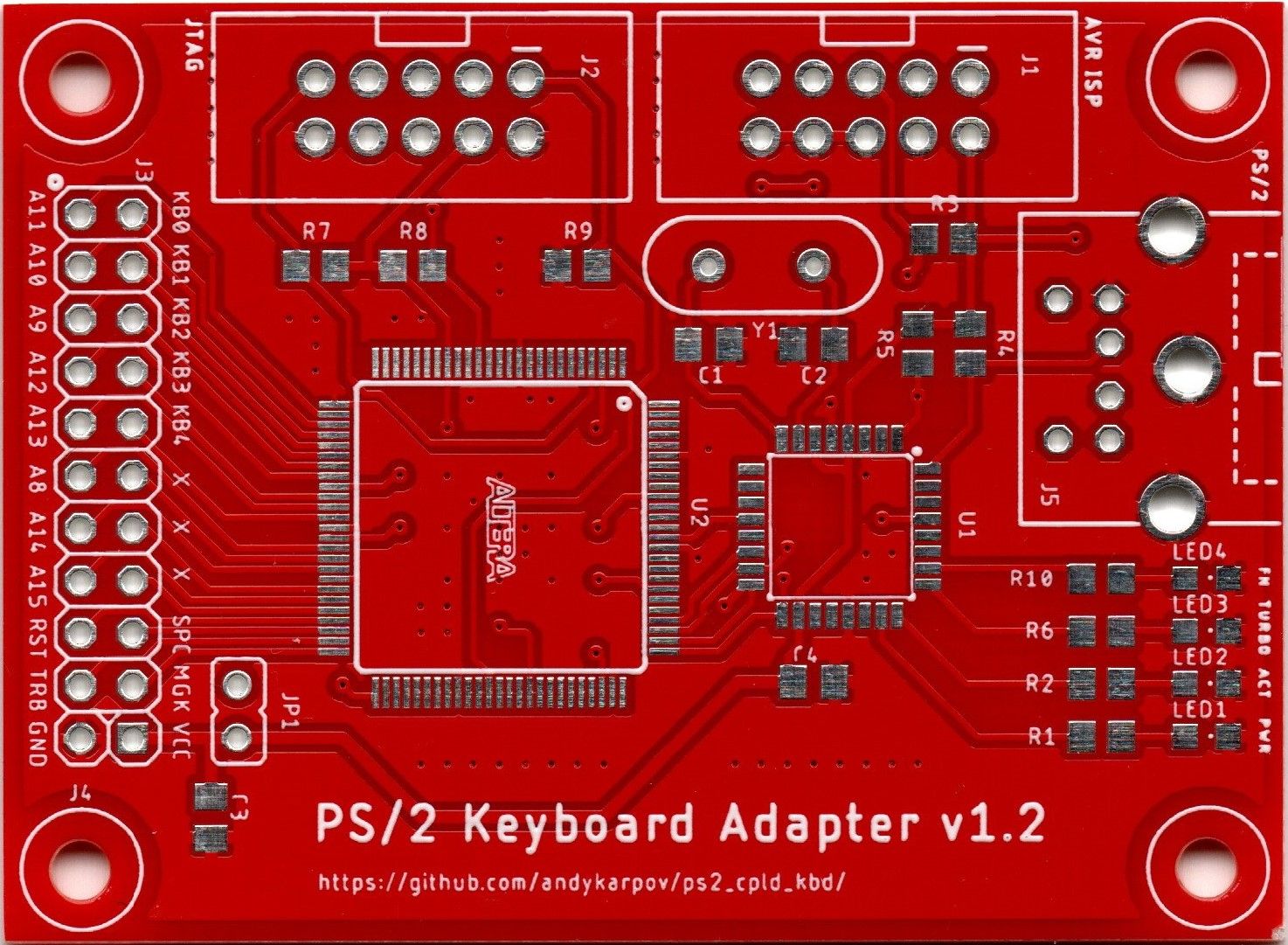 Płytka PCB adaptera klawiatury PS/2 do ZX Spectrum