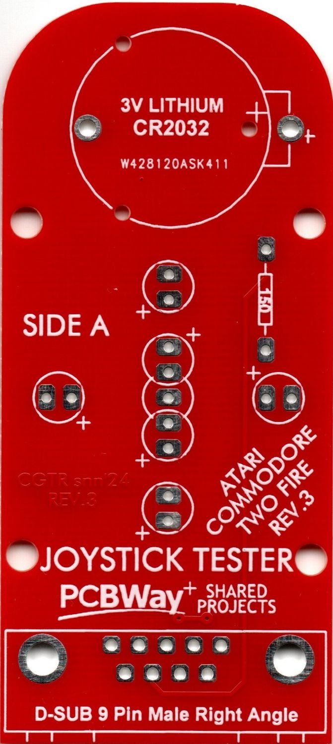 Płytka PCB testera joysticka Atari, Commodore, ZX Spectrum
