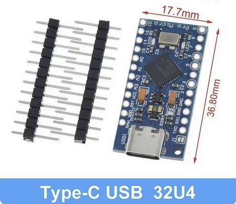 Mikrokontroler zgodny z Arduino Pro Micro, ATmega32U4, port USB-C