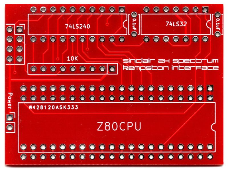PCB board for the Kempston interface project, for mounting on the ZX Spectrum board