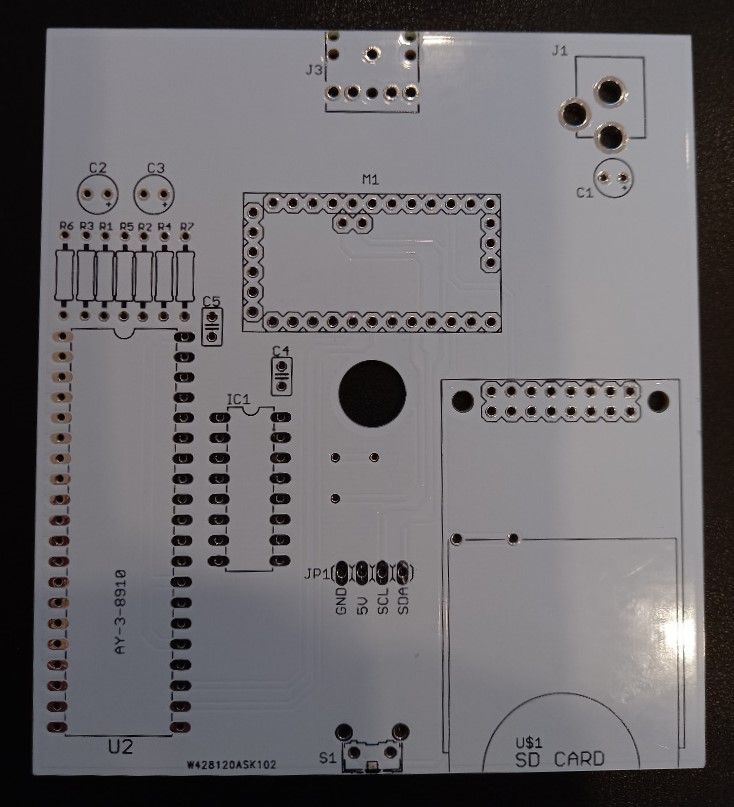 Płytka PCB odtwarzacza audio na układzie AY-3-8910