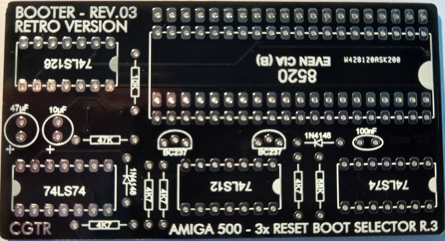 PCB Amiga R500 boot selektor 3xreset, rev.3