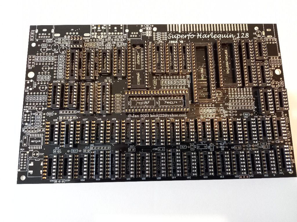 Płytka PCB Harlequin 128, wersja 4B, z kompletem podstawek standardowych