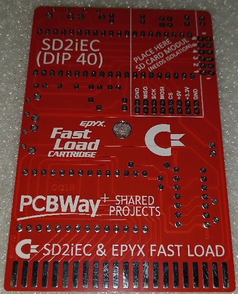 SD2IEC Cartridge PCB with Epyx Fastload for Commodore