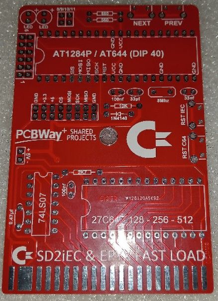 SD2IEC Cartridge PCB with Epyx Fastload for Commodore