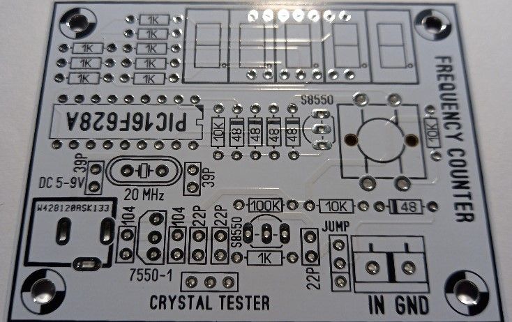 Płytka PCB testera do tzw. kwarców i miernik częstotliwości