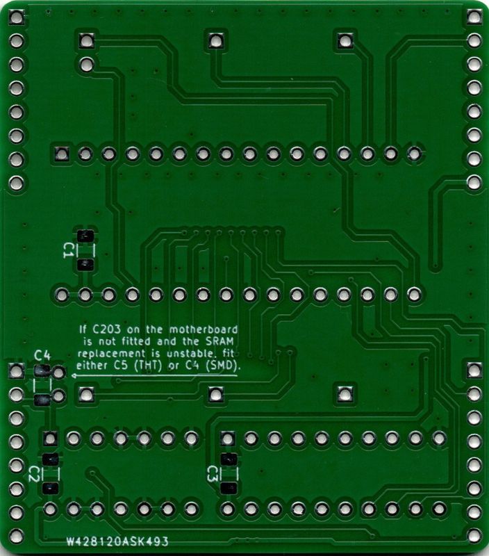 PCB adapter board for RAM memory for Commodore 250407 board