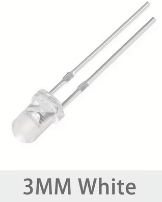 Dioda LED biała, średnica 3mm, cena za 20 sztuk