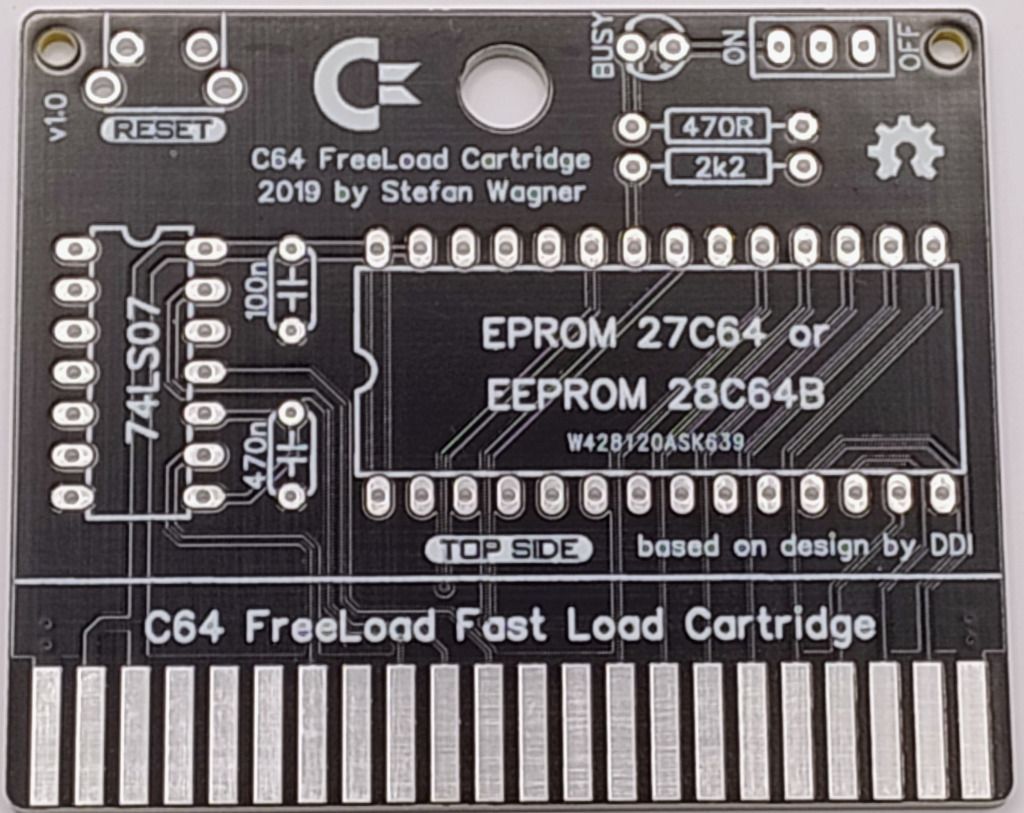 Płytka PCB klona kartridża FastLoad do Commodore z wyłącznikiem