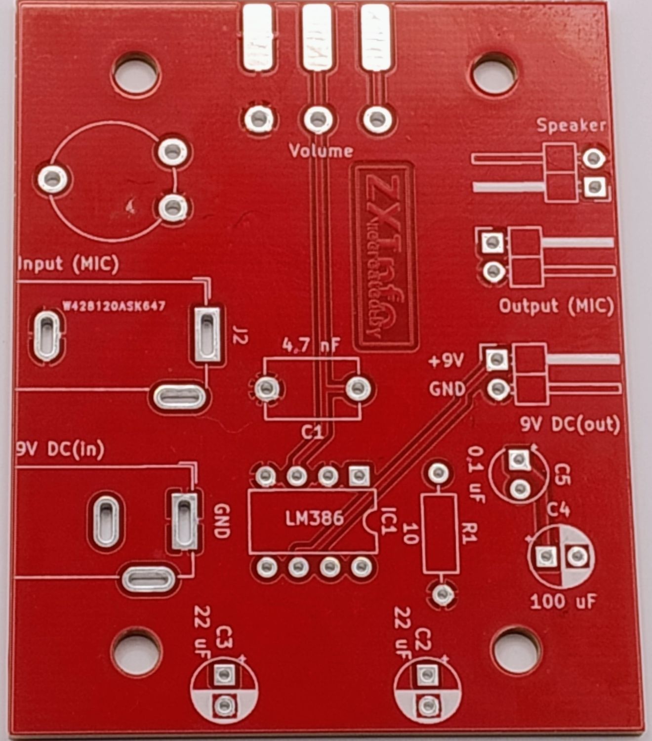 Płytka PCB wzmacniacza audio do ZX Spectrum