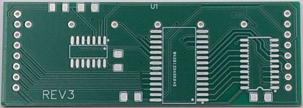 Płytka PCB zamiennika pamięci DRAM 8 x 4116 (lower RAM) w ZX Spectrum
