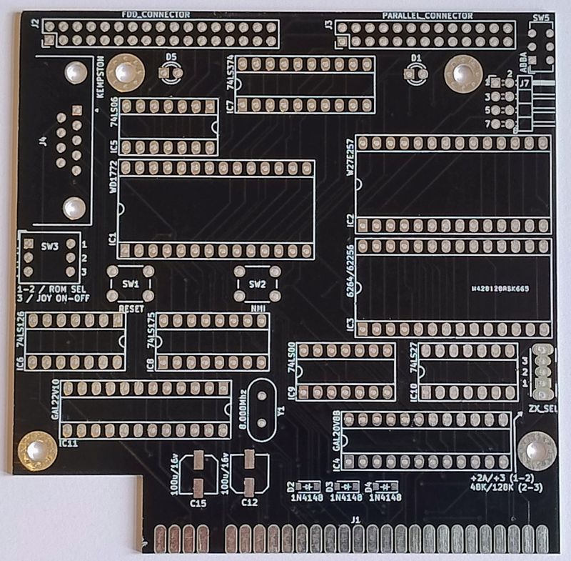 PCB board interface disk +D for ZX Spectrum 48/128/+2A/+3