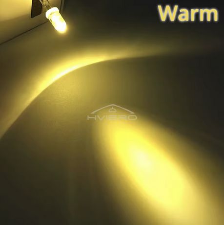Warm White LED Diode, Transparent, Diameter 5mm, Pack of 10