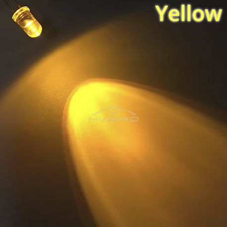 Yellow LED diode, transparent, 5mm diameter, 10 pieces