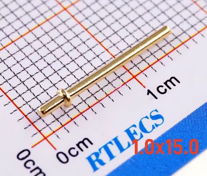 Gold-plated pin with 1 mm diameter, 15 mm length, 10 pieces