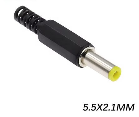 Soldered Male Plug for Cable, 5.5/2.1 mm