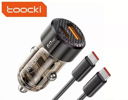 Toocki Car Charger, USB-A, USB-C, Cable, 60W
