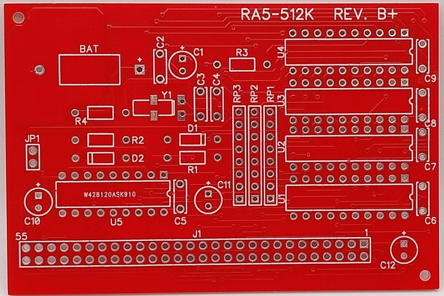 512kb Memory Expansion PCB for Amiga 500, RA5-512 Project