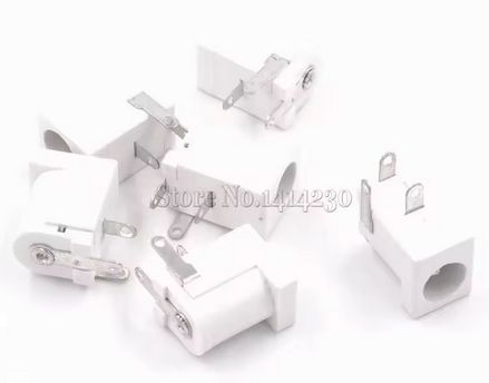 DC Socket 2.1/5.5 Female DC-005 White, for PCB Mounting