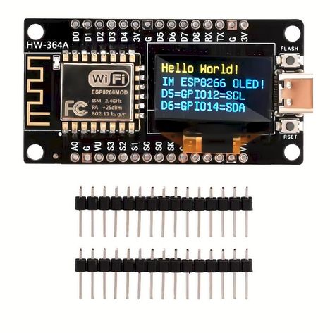 NodeMCU ESP8266 V3 with 0.96-inch OLED, CH340, ESP-12F