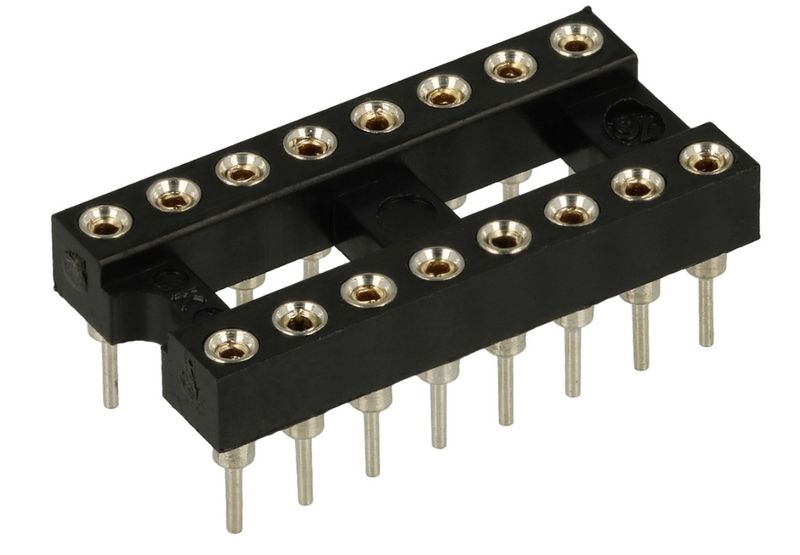 Precise DIP 16 socket, pitch 2.54mm