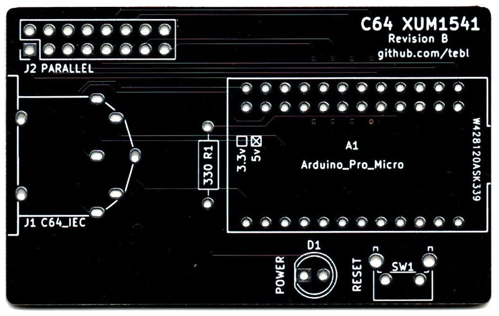 PCB for the XUM 1541 Commodore project