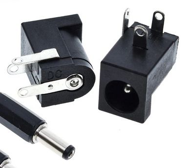 DC Socket 2.1/5.5 Female DC-005 Black, for PCB Mounting