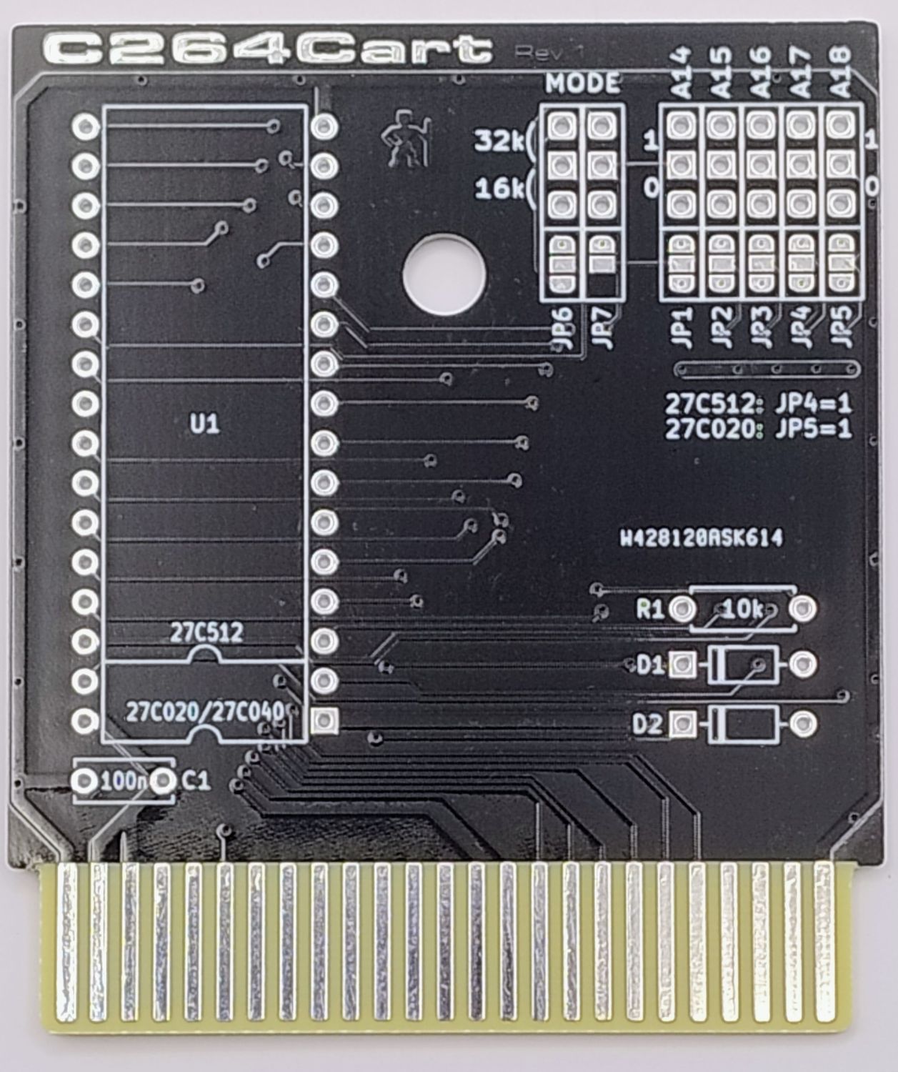 ROM 16/32k Cartridge PCB for Commodore C16, C116 and Plus/4